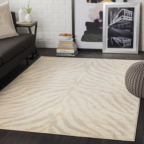 Livabliss Luanda Geometric Rug - Scandi Area Rugs Living Room 140x200 cm, Dining, Kitchen - Neutral, Abstract Patterned Rugs, Boho Style, Easy Care Pile - Large Rug, Grey and Beige