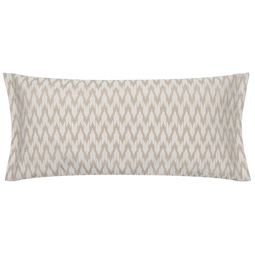 Sanderson Hutton Feather Filled Cushion – Ikat Woven Jacquard Decorative Pillow with Tailored Oxford Edge (Linen - 30x65cm)