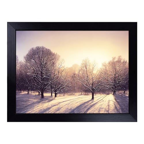 Lap Tray with Bean Bag Cushion, Fierce Winter Forest - Handmade in the UK, Raised Wooden Edge, Padded Cushion, Heat-Resistant Wipe-Clean Surface, for Meals, Laptops and Crafts
