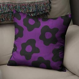 Bonamaison Decorative Cushion Cover Purple & Black, Throw Pillow Covers, Home Decorative Pillowcases for Livingroom, Sofa, Bedroom, Size: 43X43 Cm - Designed and Manufactured in Turkey