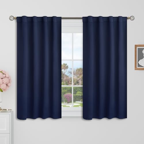 BGment Blackout Curtains - 38 x 40 inch, Navy Blue, 2 Panels, Room Darkening, Thermal Insulated, Bedroom