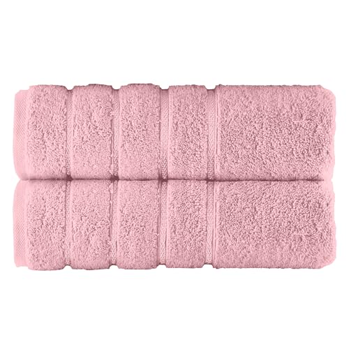 Elegant Comfort 100% Turkish Cotton 4 Lines Viscose Stripe Luxury 2 Pack Bath Towel Set 27 x 54 Inch - Super Soft and Highly Absorbent Premium Hotel Spa Quality Towels for Bathroom Use, Dusty Rose