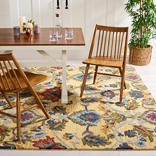 Safavieh Contemporary Rug for Living Room, Dining Room, Bedroom - Blossum Collection, Short Pile, in Gold and Multicolor, 183 X 183 cm