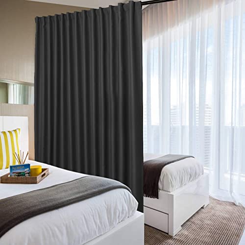 DWCN Patio Sliding Door Curtains - Extra Wide Curtains for Glass Door, Privacy Room Divider Blackout Thermal Curtain Panel with Back Tab & Rod Pocket for Bedroom Partition, 120 x 84 Inches, Black