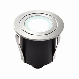 HAYZ Round LED Outdoor Garden Walkway Decking Ground Marine Grade Stainless Steel Light Daylight White 6500K Uplighter IP67 Rated - Ideal for Coastal Areas