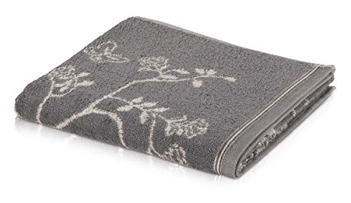 Möve Bohème Flowering branch Towel 50 x 100 cm, Towel - Made in Germany, 85% cotton 15% linen, Grey/Nature