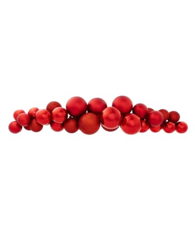 WeRChristmas Red Bauble Cluster Arch, 60cm, 32 Baubles - 60cm red bauble cluster arch with 32 decorations in shiny, matt and glitter finishes for statement festive styling