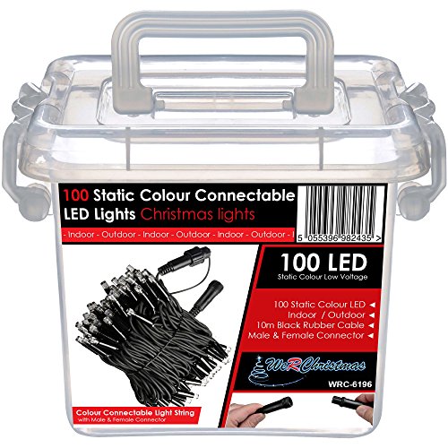 WeRChristmas 100 Connectable Static LED String Lights with 2 Pin Male and Female Connector - 10 m, Multi-Colour