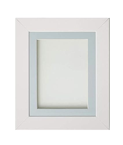 Frame Company Watson White Picture Photo Frame fitted with Perspex, 12x10 inch with Light Blue Mount for image size 9x7 inch