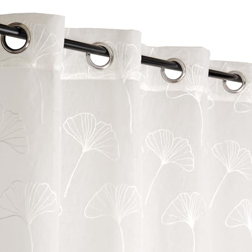 Atout Ciel Embroidered Net Curtain with Eyelets 140 x 240 cm White
