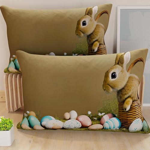PETTI Artigiani Italiani - Set of 2 Easter Cushion Covers 50x70 cm in Microfibre, Easter Decorative Cushions for Bedroom, Sofa and Living Room, 2 Decorative Pillow Covers, 100% Made in Italy