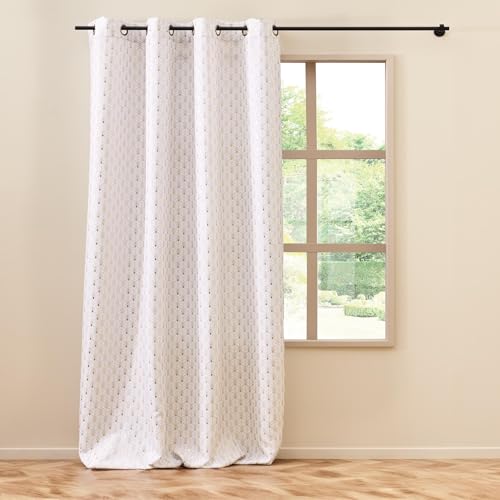 Douceur d'Intérieur, Curtain with eyelets (140 x 280 cm) Piana Natural, Polyester Metallic Print