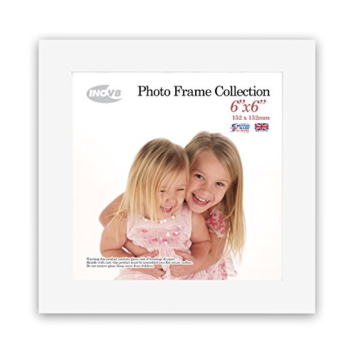 "Inov8 British Made Real Wood Picture/Photo Frame 6x6"" Inch(15x15cm) - Kayla 30mm White"