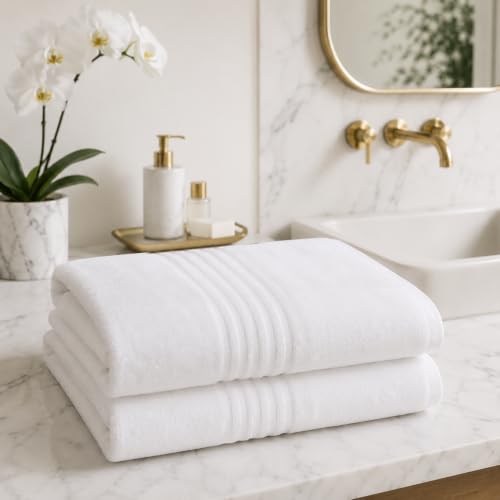 GC GAVENO CAVAILIA Pack of 2 Bath Sheets - 100% Cotton 90 x 150 cm - White