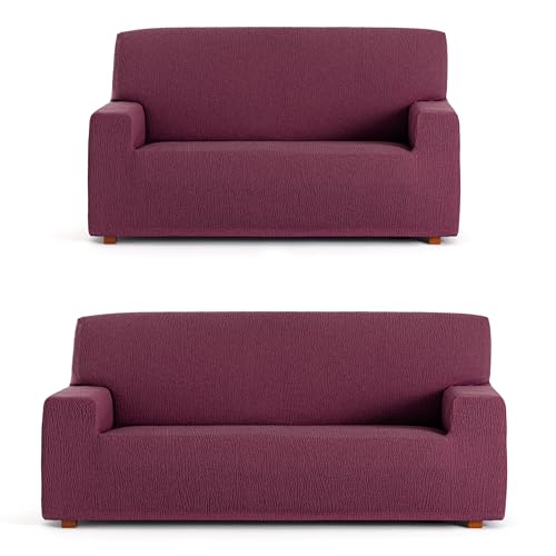 ECOMMERC3 - Universal and Versatile Duo 3+2 Sofa Cover - Bordeaux Protector Easy to Install for Back, Seat and Arms