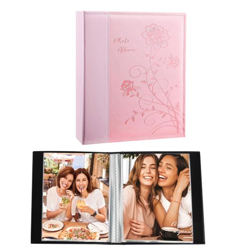 Artmag Small Photo Album, 26 Clear Pages Holds 52 4x6 Vertical Photos, Artwork or Postcards, Pink (Pack of 2)