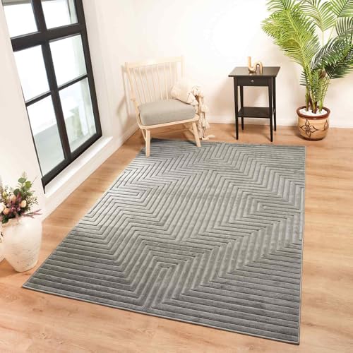 Livabliss Dallas Indoor Outdoor - Large Boho for Living Room 120x170 cm Dining, Kitchen Carpet, Patterned Neutral & Coloured, Waterproof, Stain Durable - Neutral Grey