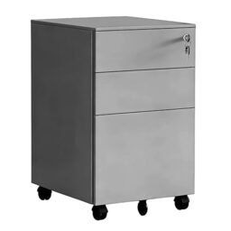 Relaxdays roll container, 3 drawers, HxWxD: 60 x 39 x 50 cm, lockable, on castors, metal, grey