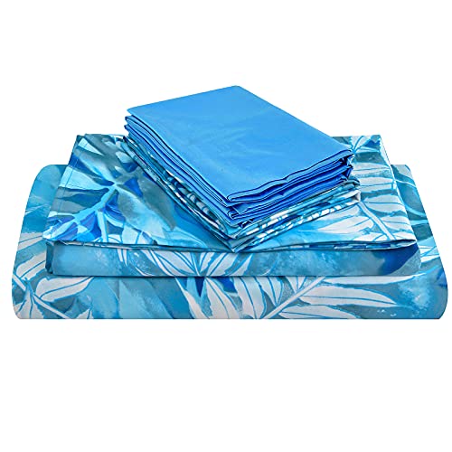 JSD Floral Print Sheet Set, 6 Piece Brushed Microfiber Sheets, King