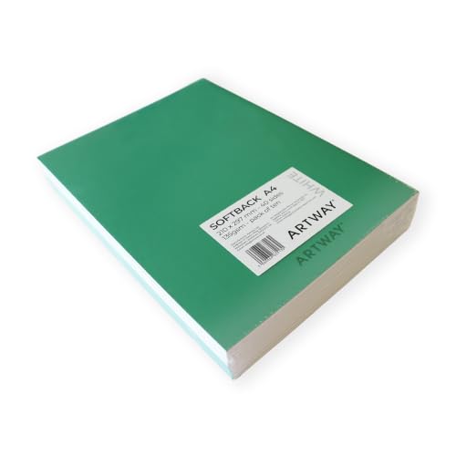 Artway A4 Softback Sketchbook, Green Cover, 135gsm Cartridge Paper, 10 Pack - 20 Pages (40 Sides) - For Sketching, Drawing & Illustration, Stapled Spine, Acid-Free
