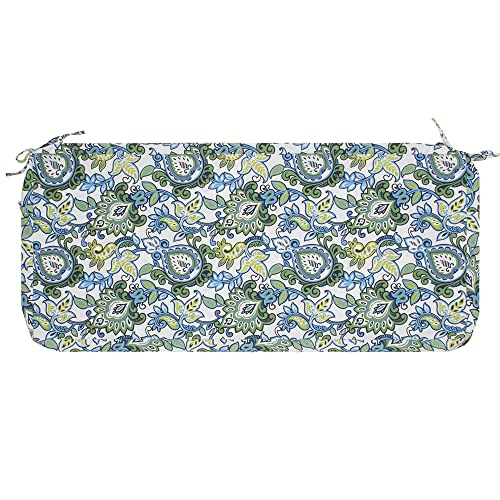 MAGPIE FABRICS Patio Bench Cushion Cover 45x18x3 Inch, NO Insert! Water Resistant UV Protection Outdoor Swing Loveseat Replacement Cover with Zipper, (Botanical Blue Green)