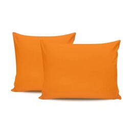 Premium Orange Pillowcase Set (2 Pieces), 80 x 80 cm, 100% Cotton Ranforce, 155 Thread Count Envelope Closure, Machine Washable at 30°C
