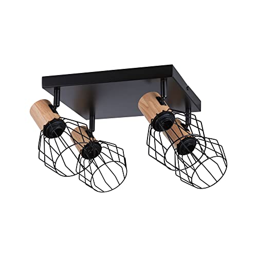 Paulmann Lanke 66769 Spotlight 4-Bulb Max. 4 x 20 Watt Ceiling Light Black Wood Metal E14