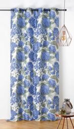 Linder Floral/Nature Style Curtain with Rifle Barrel Eyelets Cornflower Blue and White Dimensions 140 x 240 cm 87% Polyester 12% Cotton 1% Other Fibres Hydrangea Collection