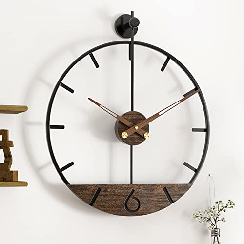 DAYDAYART Modern Wood Walnut Dial Wall Clock, Large Simple Wall Decor Metal Frame Silent Non Ticking Clock for Living Room Decor, Kitchen, Bedroom, Study Decoration, Handmade Home Gift Idea, 22.5in