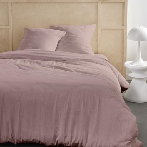 TODAY Plain Cotton Gauze Bedding Set for Double 240 x 220 cm Sand Pink