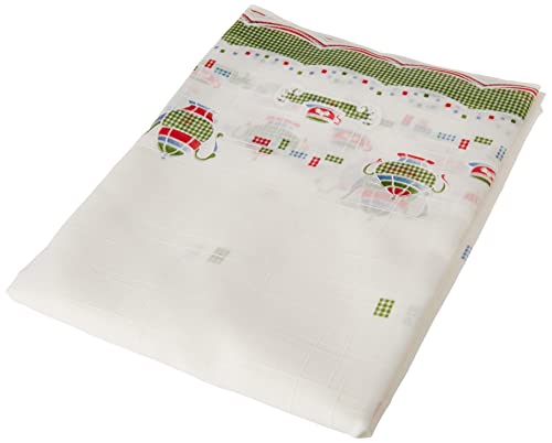 Cardenal Textil Tazas Voile Kitchen Curtains, Green, Pack of 2, 100 x 140 cm