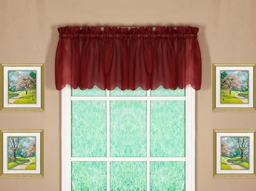 "Today's Curtain Emelia Original Voile Valance 14"", Burgundy, 60"" W x 14"" L"