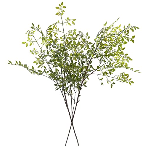 "Melorca&Guilla Artificial Plants,2PCS 43"" Green Nandina Faux Branches for Vase,Artificial Plants for Shop Garden Office Home D??cor"