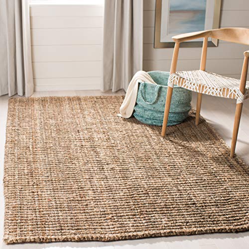 Safavieh Natural Fiber Indoor Hand Made Rectangle Area Rug, Natural Fiber Collection, NF447, in Natural / Grey, 122 X 183 cm for Living Room, Bedroom or Any Indoor Space