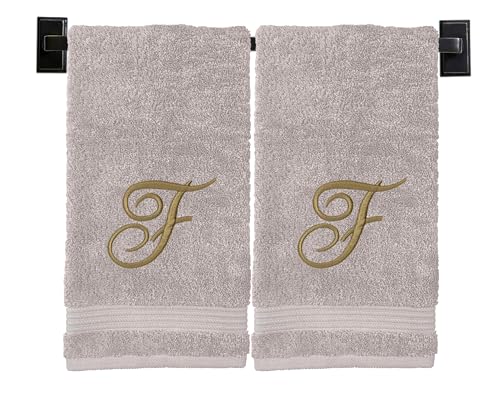 Monogrammed Hand Towels - Set of 2 - Genuine Turkish Hand Towels - Choose Any Letter - Choose Color and Thread - Embroidered Personalized Script Monogram