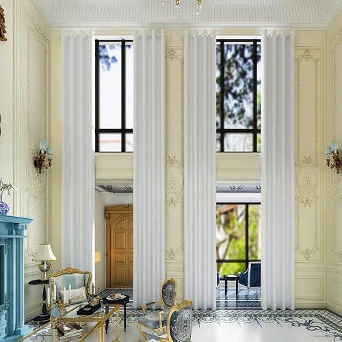 Extra Long Blackout Curtains - 2 Story High Living Room Drapes - Tall Curtains for High Ceiling or Long Window - 144 156 168 192 204 216 240 Inch 12ft-20ft Length(1 Panel,Greyish White, 100???x216???)