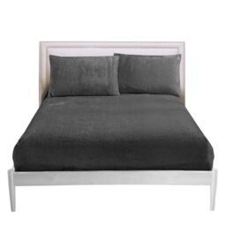 GC GAVENO CAVAILIA Fitted Sheet King Size - Soft Teddy Fleece Bedding Winter - Warm Fluffy Anti-Allergy Polyester Bed Sheet (152x203 cm) - Easy Care 25cm Deep Fleece Fitted Sheets King Size,Charcoal