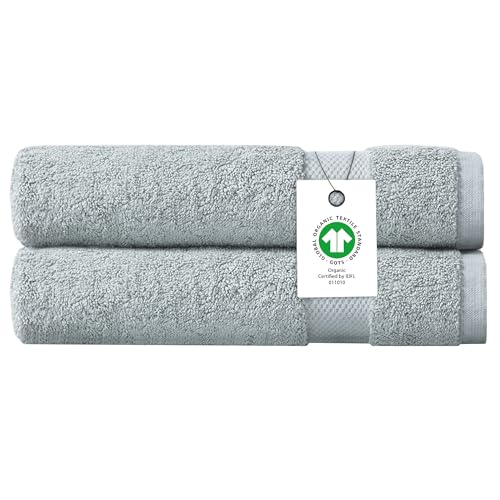 "Delara 100% Organic Cotton Towels 650 GSM Plush Feather Touch Quick Dry Bath Sheet, Pack of 2 GOTS Certified, Oeko-Tex Green Certified, Organic Cotton Bath Sheet, 36""X70"""