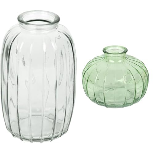 Talking Tables Clear Glass Bud Vase for flowers, s & Talking Tables Green Glass Bud Vase for flowers, s Table Decor Bundle