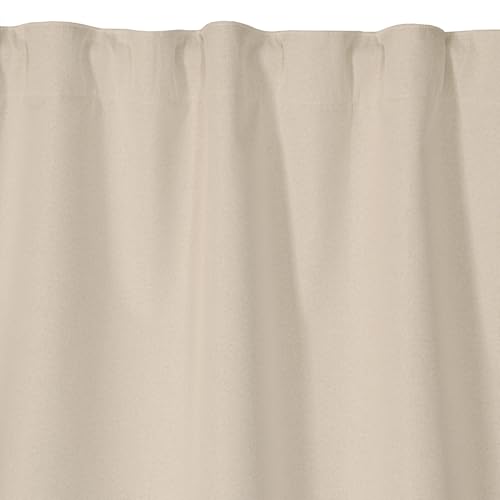 Atout Ciel 100% Blackout Curtain with Ruffle Tape 140 x 260 cm Ready to Hang Beige Heather