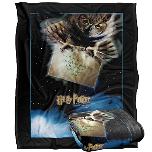 HARRY POTTER Owl Poster Officially Licensed Silky Touch Super Soft Throw Blanket 152 x 127 cm