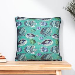 furn. Wylder Abyss Fish Repeat Chenille Feather Rich Filled Cushion
