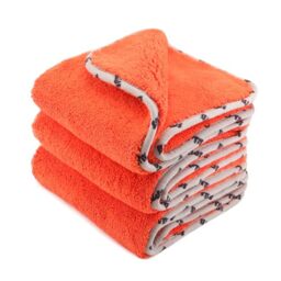 SPTA Microfiber Car Cleaning Cloths, 1200gsm Ultra-Thick Cars Drying Towel, 16'' x 16'' (3 Pack) - Orange