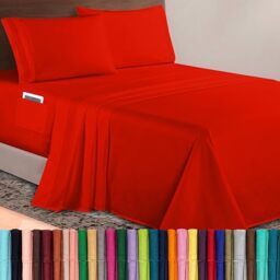 Elegant Comfort Luxurious 1500 Premium Hotel Quality Microfiber 4-Piece Sheet Set, 18-24 Inches Deep - Extra Deep Pocket Sheets - Ultra Soft 4PC Deep Pocket Sheets, Full, Red