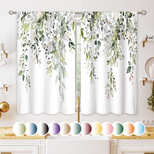 oolygoo Eucalyptus Botanical Leaves Floral Kitchen Window Curtains Over  Sink Boho Farmhouse Flower Leaf Small Window Treatment Sage Green Cafe  Short Curtains for Bathroom Tier Drapes 27.5x39 inch by Amazon |  uFurnish.com
