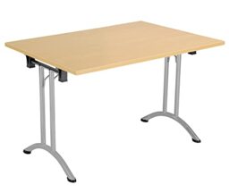 Office Hippo Folding Office Table, Sturdy & Stylish Computer Table Desk, Work Table For Home Office, Versatile Foldable Table For Meeting Room or Boardroom, 5 Year Guarantee - Oak/Silver