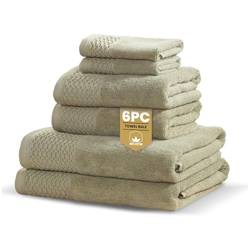 Rapport Home Eden Weave 6-Piece Towel Bale – Luxurious 100% Cotton Set - 500GSM Soft Absorbent Towels, Quick-Dry Comfort & Elegant Bathroom Style - Bale Olive