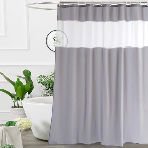 UFRIDAY Shower Curtain Grey and White, Modern Fabric 54 x 72 Inch Fabric Bathroom and Bathtubs,Machine Washable, Hotel Quality