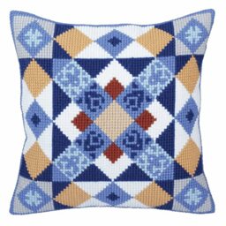 Collection d'Art 5334 Majolica Cross Stitch Cushion, Cotton, Multi-Colour, 40 x 40 cm