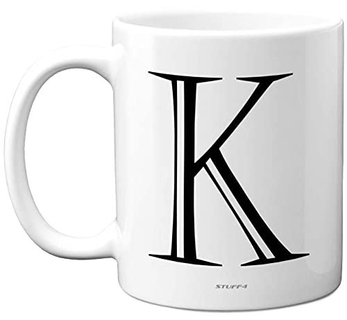 Stuff4 Personalised Alphabet Initial Mug - Letter K Mug, Gifts for Him Her, Fathers Day, Mothers Day, Birthday Gift, 11oz Ceramic Dishwasher Safe Anniversary, Valentines, Christmas, Retirement
